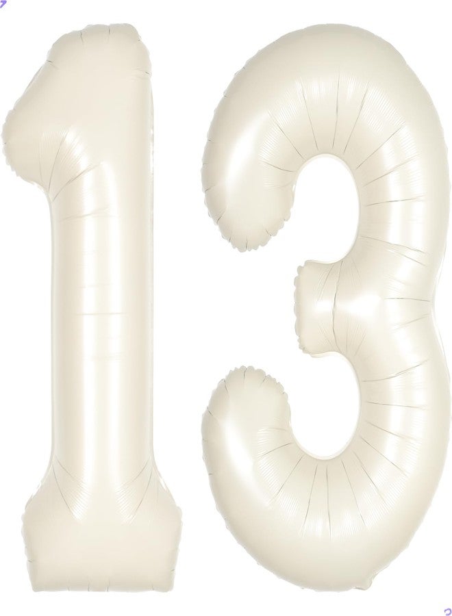 Florisland Cream White Number 13 31 Balloon for First Birthday Decorations,40 inch Huge Beige 13th 31th Birthday Balloons Foil 13 Balloon Birthday Party Decor, Anniversary, Party Favors, Supplies - Image 1